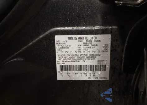 2019 Ford Edge Sel z USA, uszkodzony, nr VIN 2FMPK4J92KBB11174